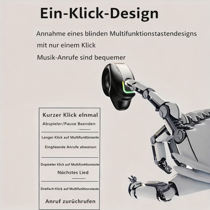 Bluetooth Clip-On Kopfhörer | Open-Ear Ohrhörer mit Bluetooth 5.3, Ein-Knopf-Steuerung und bequemem Sitz