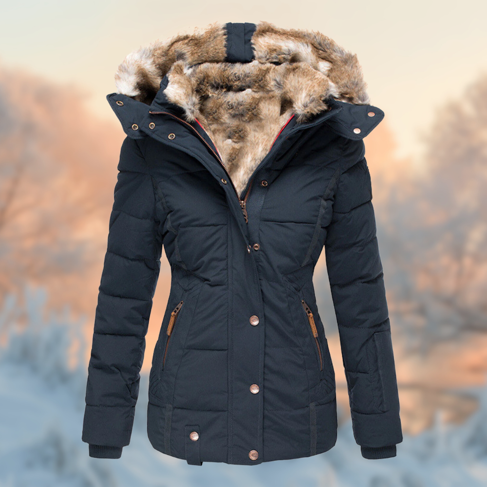 Damen Wintermantel mit Kapuze | Warm isolierter Mantel mit tailliertem Schnitt für Alltag, Büro und kalte Herbst- und Wintertage