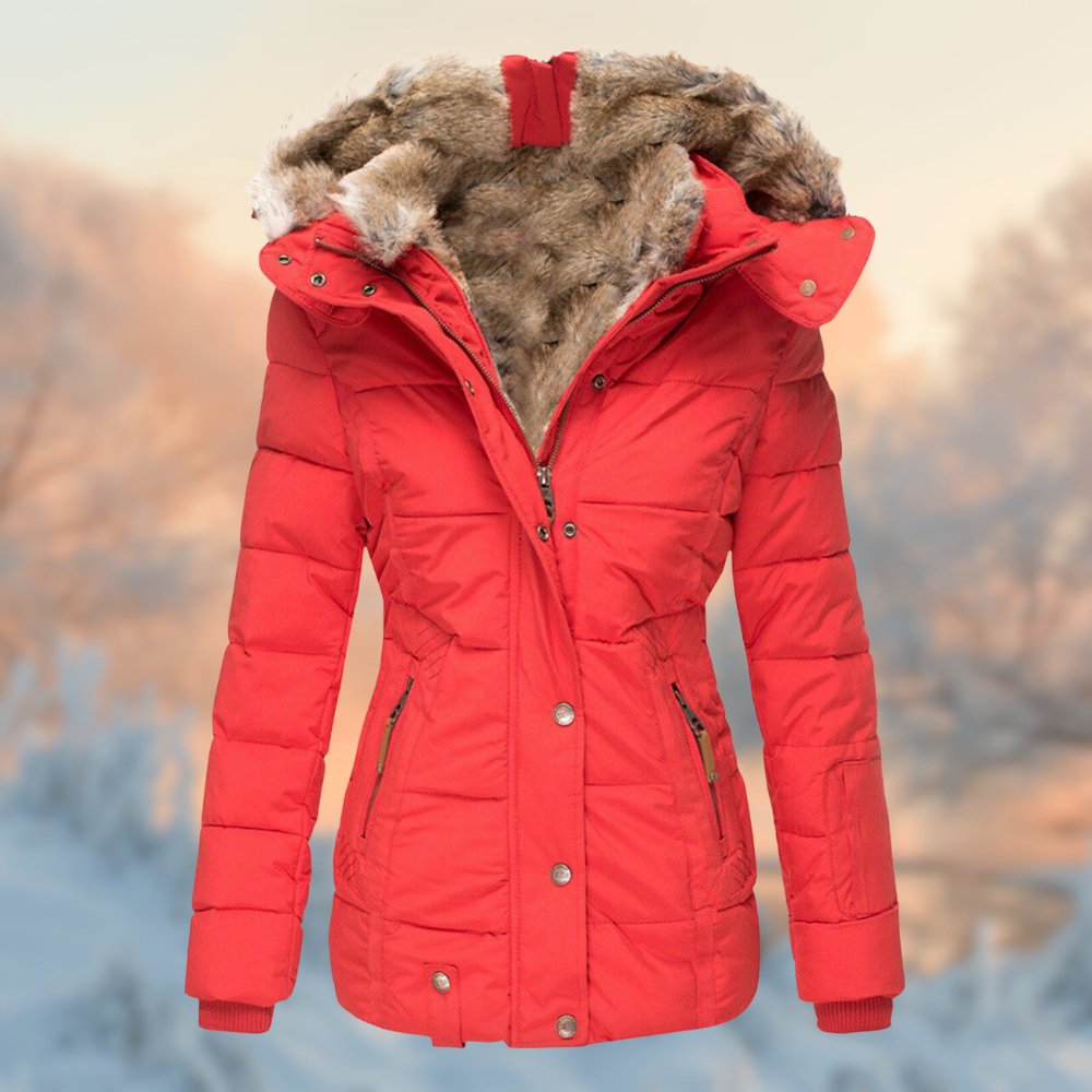 Damen Wintermantel mit Kapuze | Warm isolierter Mantel mit tailliertem Schnitt für Alltag, Büro und kalte Herbst- und Wintertage