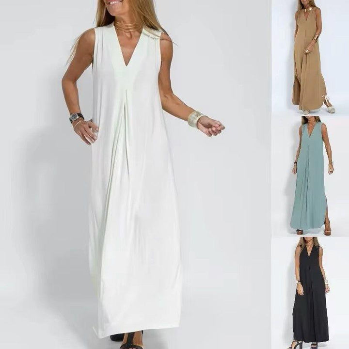 Damen Maxikleid mit V-Ausschnitt &amp; Cardigan | Langärmeliges Kleid für Alltag &amp; besondere Anlässe | Elegant &amp; Bequem