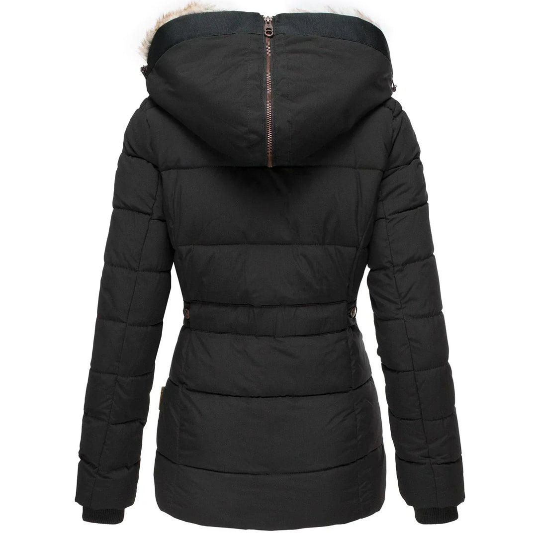 Damen Winterjacke mit warmem Futter | Wind- und wasserabweisend | Verstellbare Kapuze mit Fellbesatz und Taschen