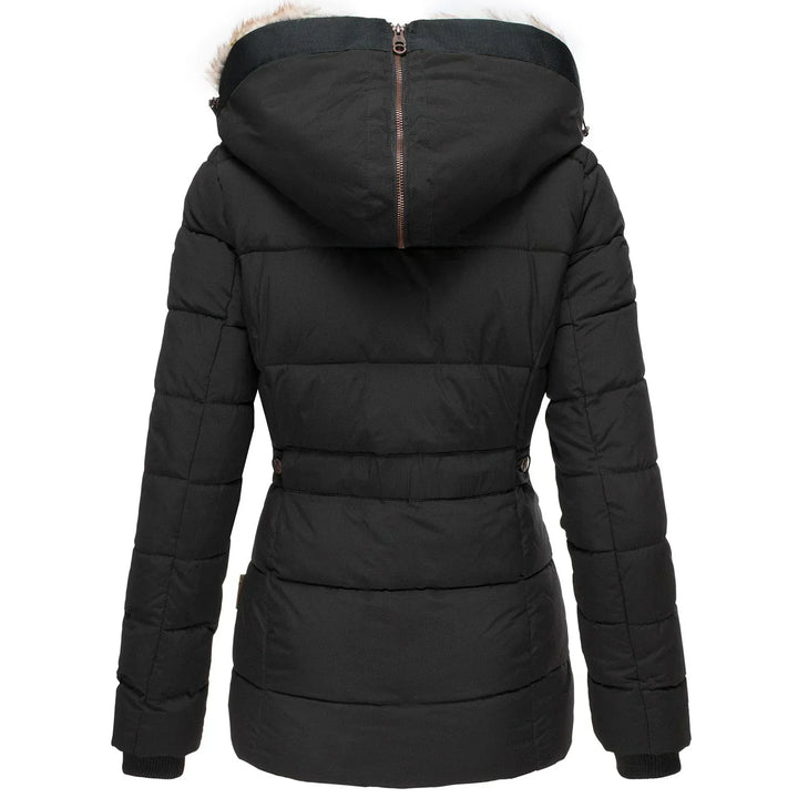 Damen Winterjacke mit warmem Futter | Wind- und wasserabweisend | Verstellbare Kapuze mit Fellbesatz und Taschen