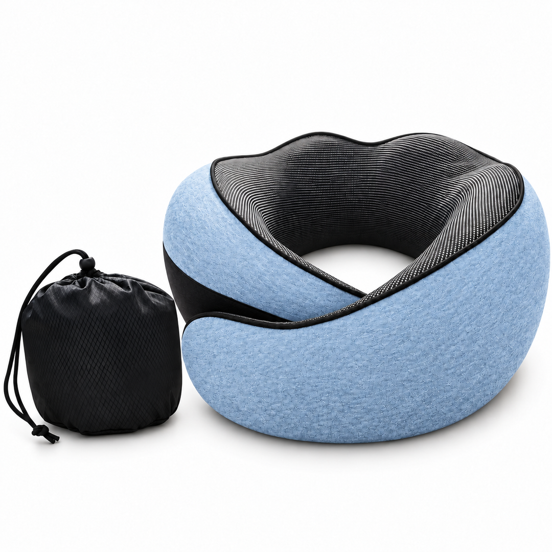 Ergonomisches Reisekissen mit Memory-Schaum | Nackenkissen mit stützender Passform und kompaktem Design für Flugzeug, Zug und Auto