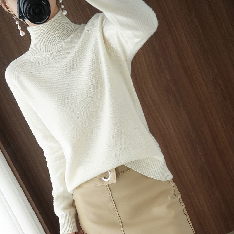 Damen Strickpullover | Weicher Winterpullover mit hohem Kragen, Rippstrick-Details und lockerer Passform