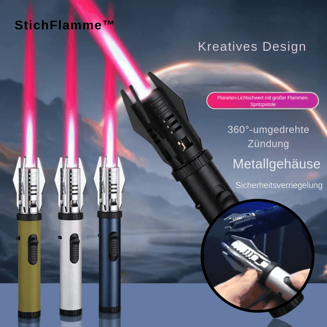 Winddichtes Jet-Feuerzeug mit blauer Flamme | 360° Zündung, Metallgehäuse &amp; Sicherheitsverriegelung | kompakt für Outdoor &amp; Alltag