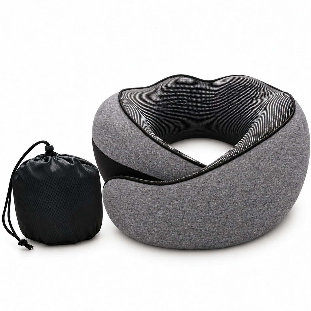Ergonomisches Reisekissen mit Memory-Schaum | Nackenkissen mit stützender Passform und kompaktem Design für Flugzeug, Zug und Auto