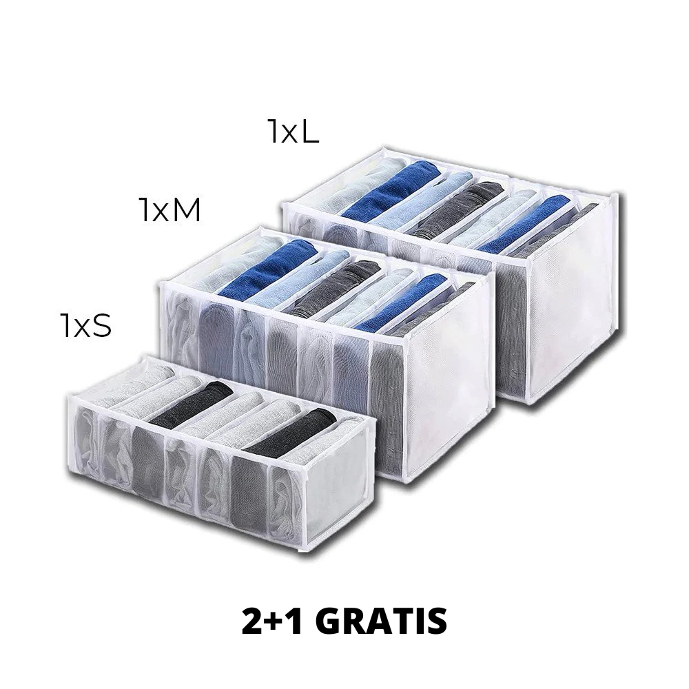 Kleiderschrank-Organizer Set | Faltenfrei &amp; übersichtlich sortieren | Für Socken, Shirts &amp; Hosen | Nylon/Oxford, 3 Größen