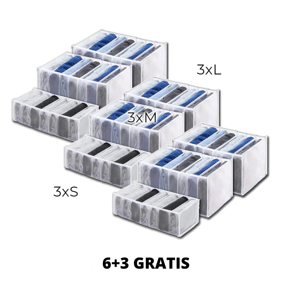 Kleiderschrank-Organizer Set | Faltenfrei &amp; übersichtlich sortieren | Für Socken, Shirts &amp; Hosen | Nylon/Oxford, 3 Größen