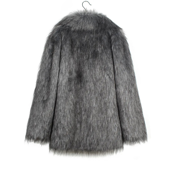 Herren Kunstfelljacke mit Umlegekragen | Flauschige Winterjacke im Oversize-Schnitt mit offener Vorderseite und Seitentaschen