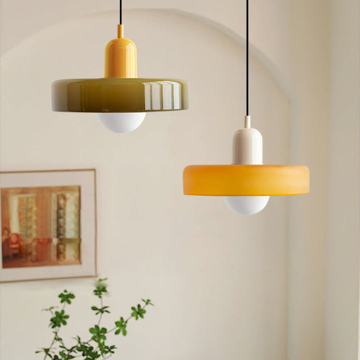 Pendant lamp made of metal &amp; glass with stained glass look | Ø25/Ø35 cm, G9 socket | Adjustable suspension | Crystal look