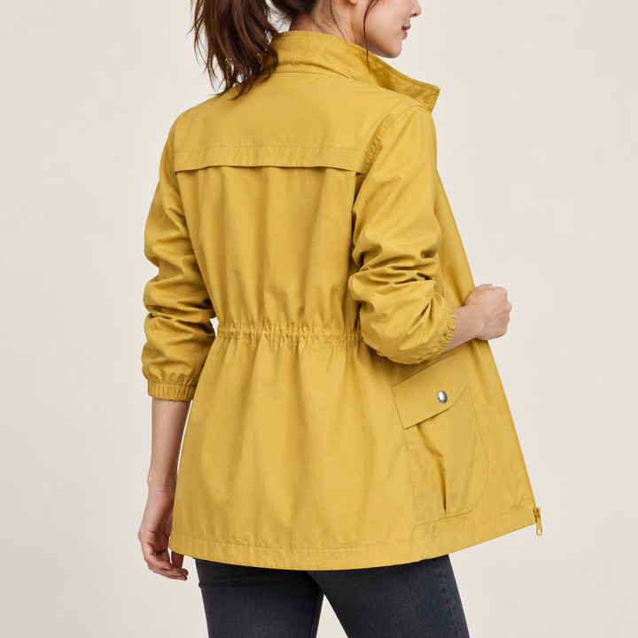 Damen leichte Übergangsjacke mit Reißverschluss | Windabweisende Freizeitjacke mit dünnem Stoff für Frühling, Herbst und milde Tage