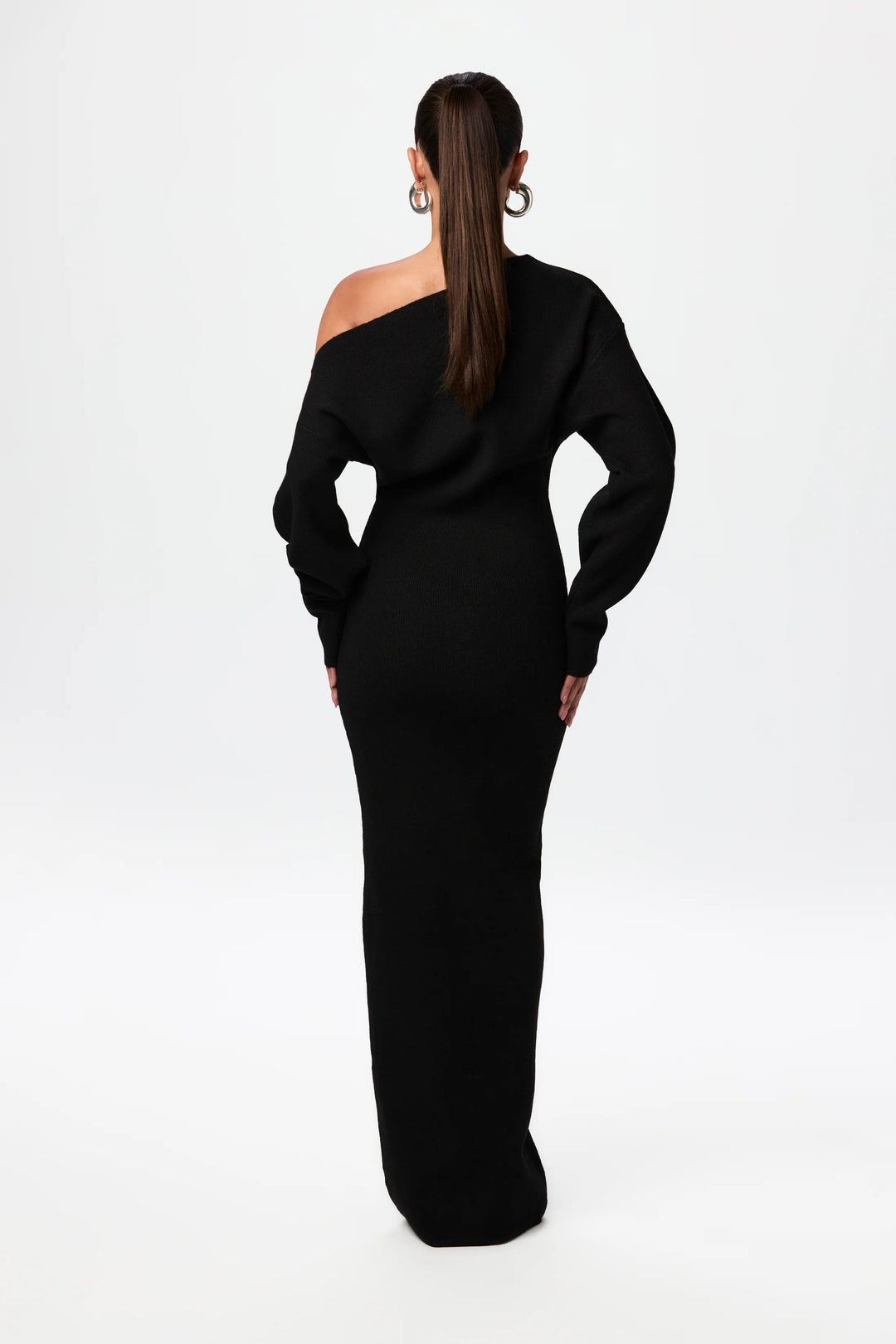 Damen Strickkleid mit Drop-Shoulder | Lockeres Sweater Kleid mit weicher Strickstruktur | Casual Komfort | Schwarz, Grau &amp; Weiß