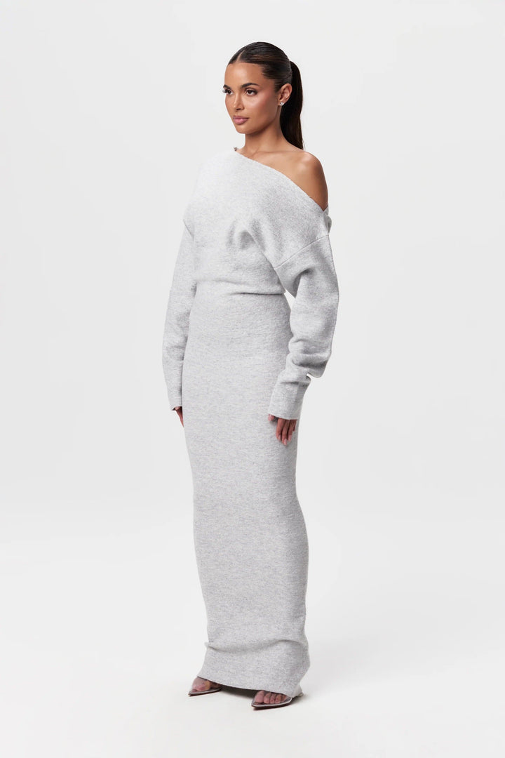 Damen Strickkleid mit Drop-Shoulder | Lockeres Sweater Kleid mit weicher Strickstruktur | Casual Komfort | Schwarz, Grau &amp; Weiß