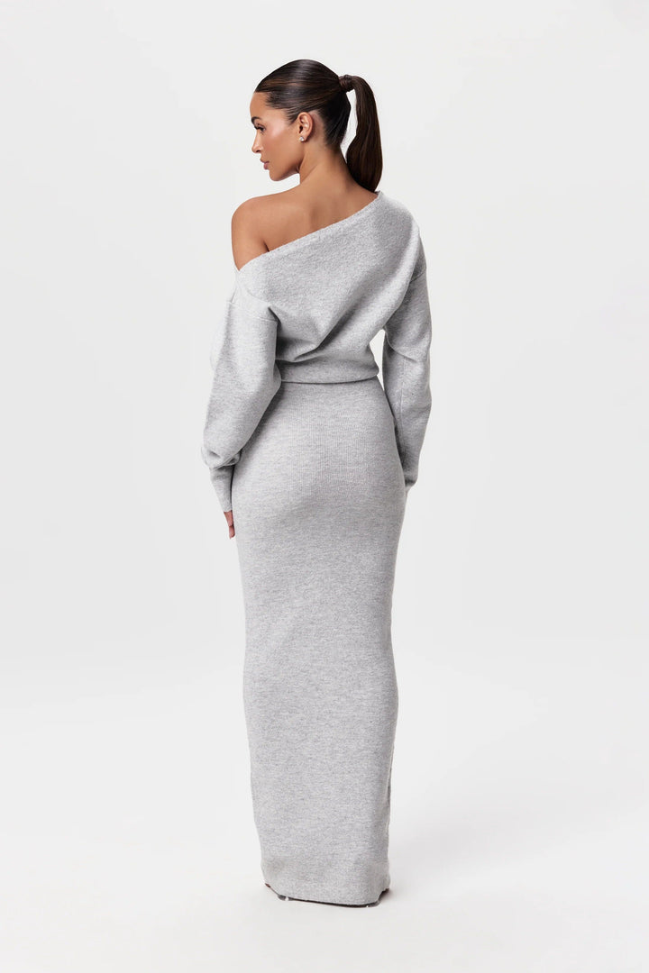 Damen Strickkleid mit Drop-Shoulder | Lockeres Sweater Kleid mit weicher Strickstruktur | Casual Komfort | Schwarz, Grau &amp; Weiß