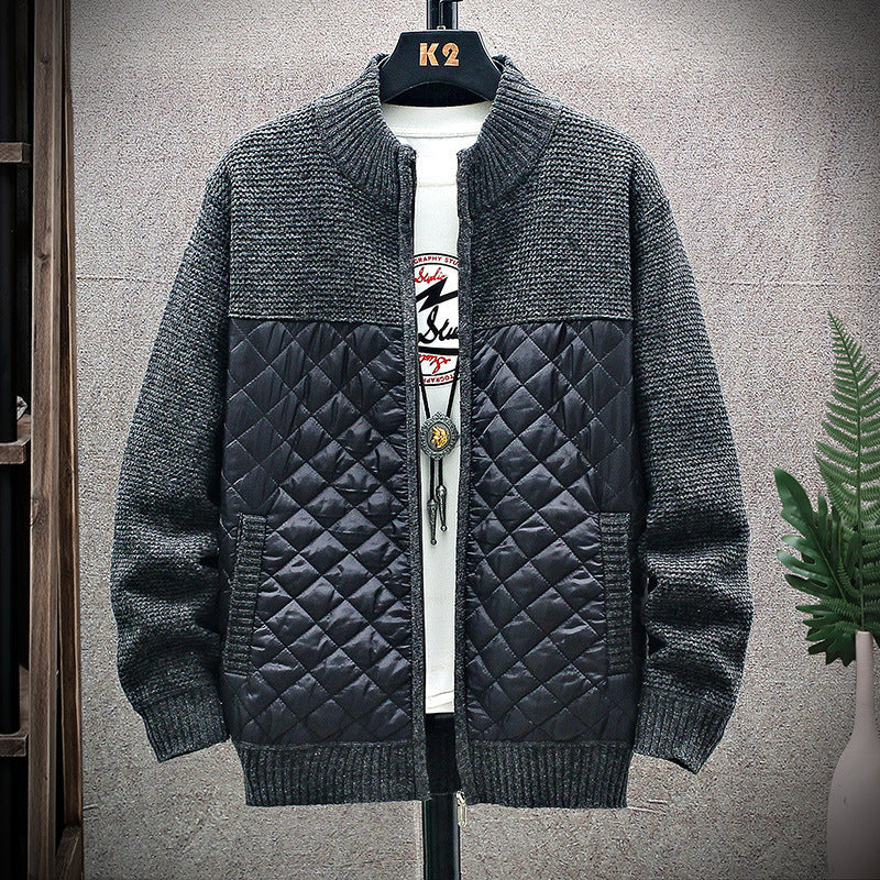 Herren Steppjacke mit Strickdetails | Gepolsterte Jacke mit hohem Kragen und Seitentaschen für Freizeit und kühle Tage