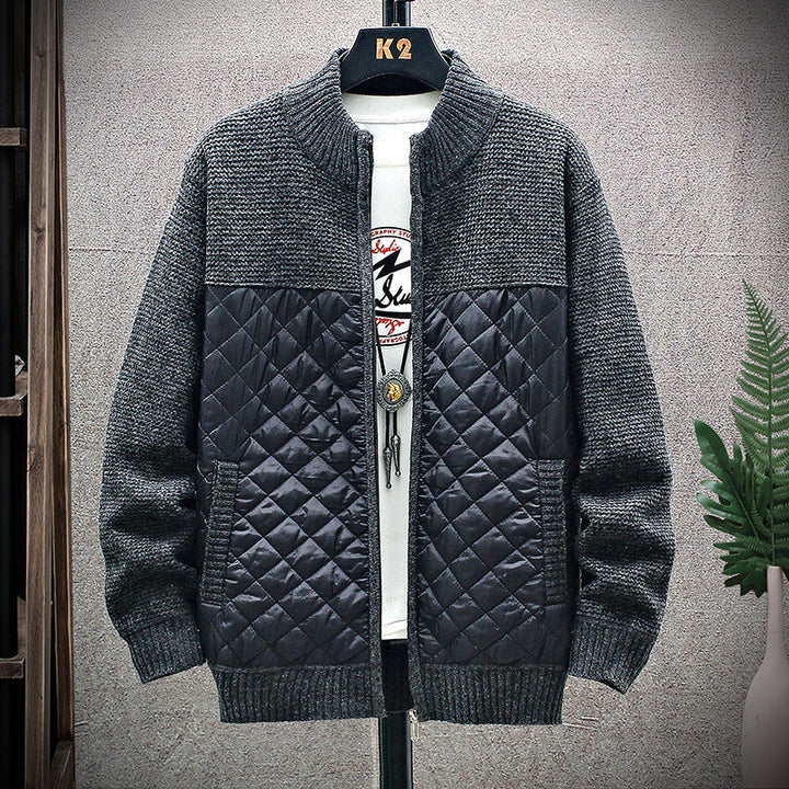 Herren Steppjacke mit Strickdetails | Gepolsterte Jacke mit hohem Kragen und Seitentaschen für Freizeit und kühle Tage