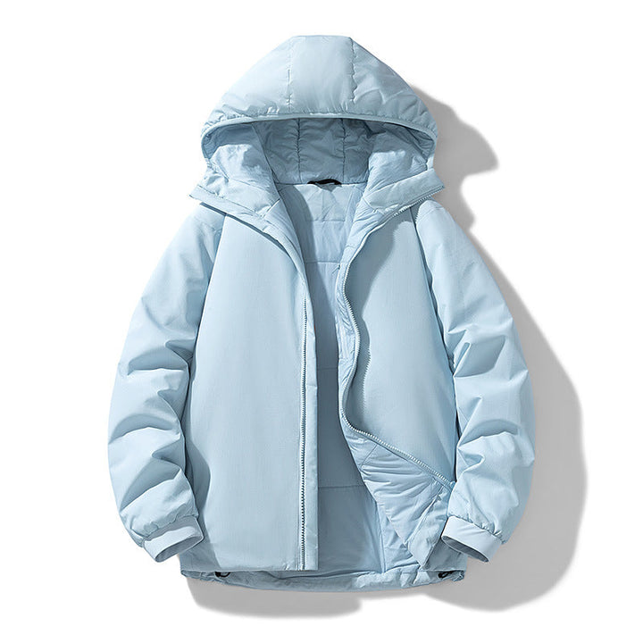 Herren Thermo Winterjacke mit Kapuze | Gefütterte winddichte Jacke mit wasserabweisender Shell und elastischen Bündchen