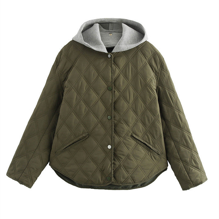 Damen Steppjacke mit herausnehmbarer Kapuze | Warme Übergangsjacke mit bequemem Schnitt, Steppmuster und Seitentaschen