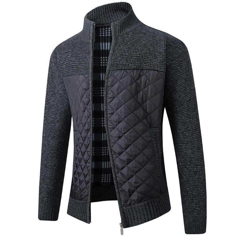 Herren Steppjacke mit Strickdetails | Gepolsterte Jacke mit hohem Kragen und Seitentaschen für Freizeit und kühle Tage