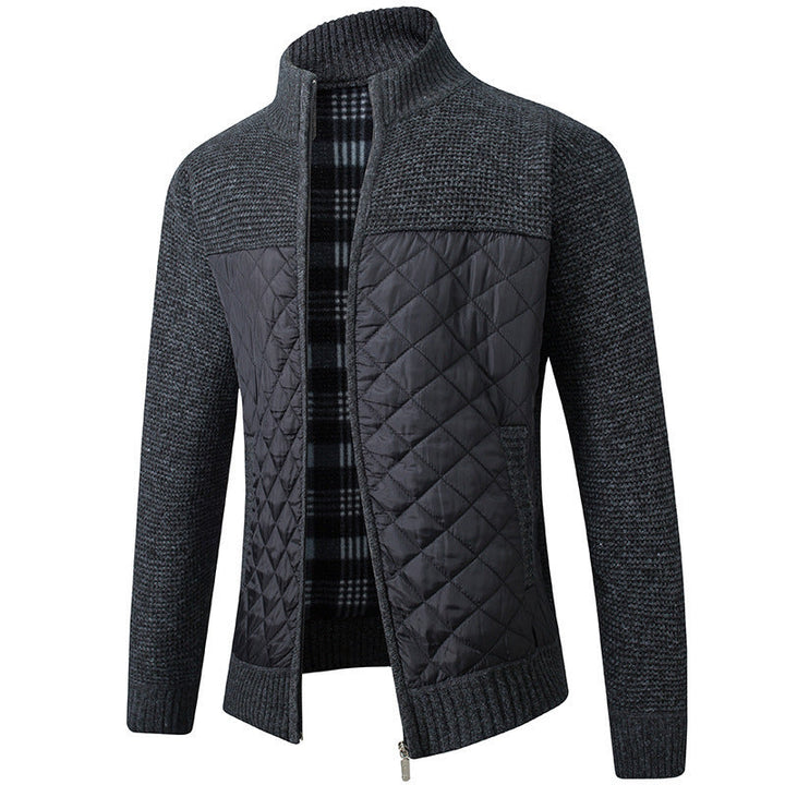 Herren Steppjacke mit Strickdetails | Gepolsterte Jacke mit hohem Kragen und Seitentaschen für Freizeit und kühle Tage