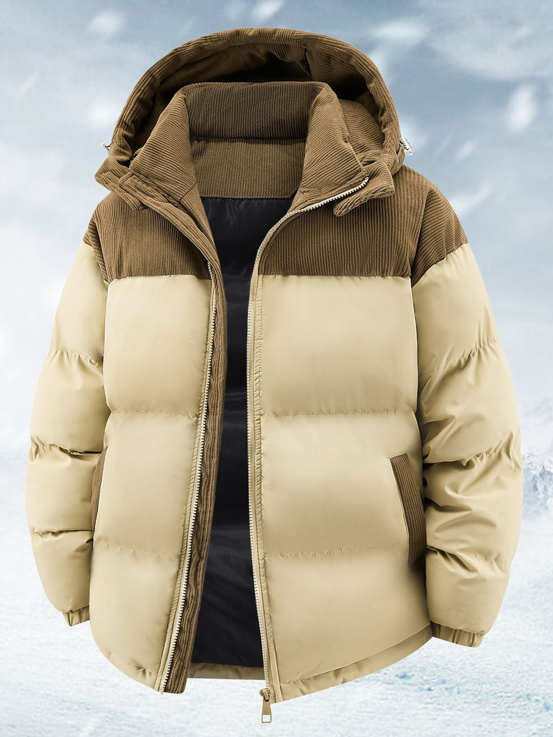 Damen Winterjacke wasserabweisend | Warm gefütterte Jacke mit abnehmbarer Kapuze, lockerem Schnitt und Reißverschlusstaschen