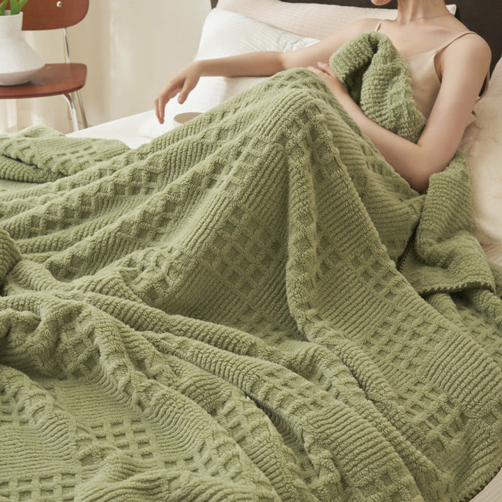 Texturierte Kuscheldecke | Weiche Plüschdecke mit Strukturmuster für Sofa, Bett und Wohnbereich | Maschinenwaschbar