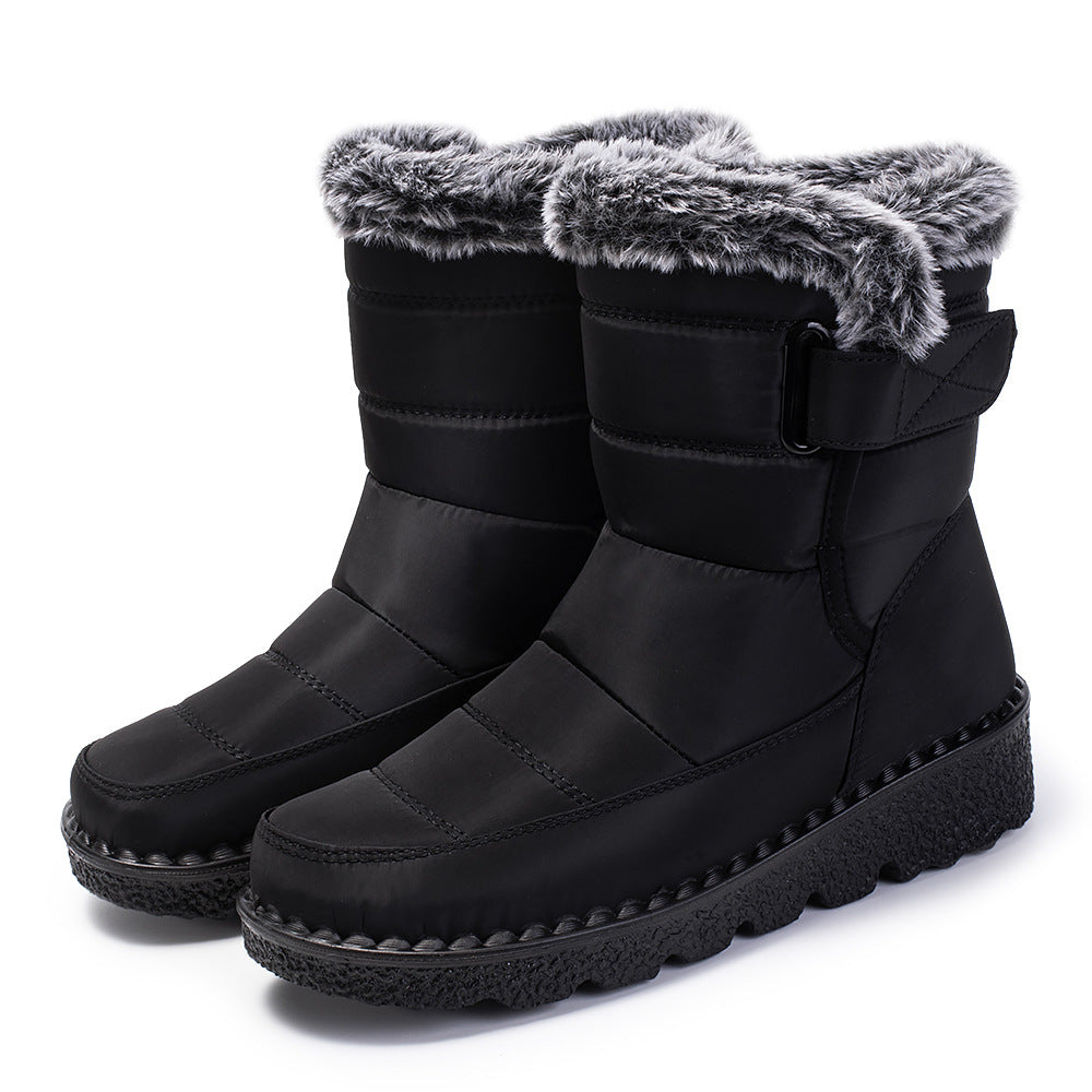 Damen Schneestiefel mit Warmfutter | Wasserabweisende Winterstiefel mit rutschfester Sohle und Klettverschluss für Schnee