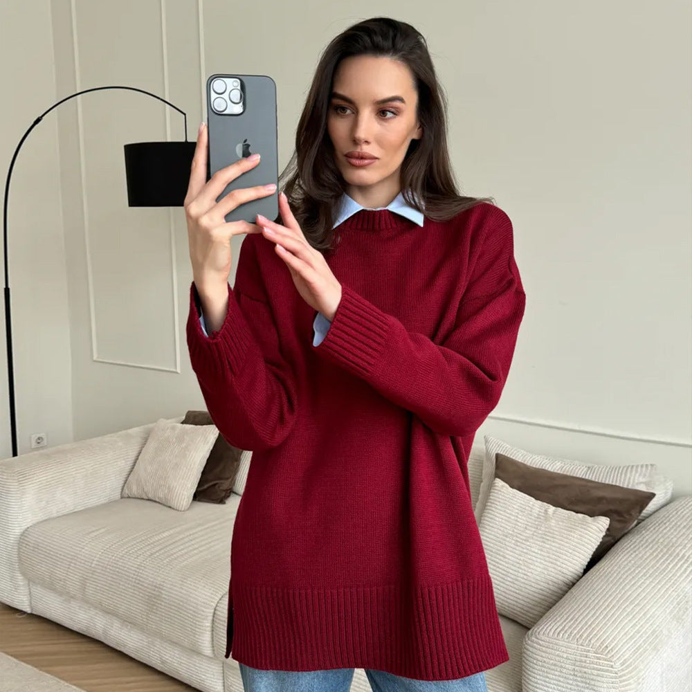 Damen Oversize Strickpullover | Lässiger Pullover mit überschnittenen Schultern, Rippenbündchen und bequemer Passform