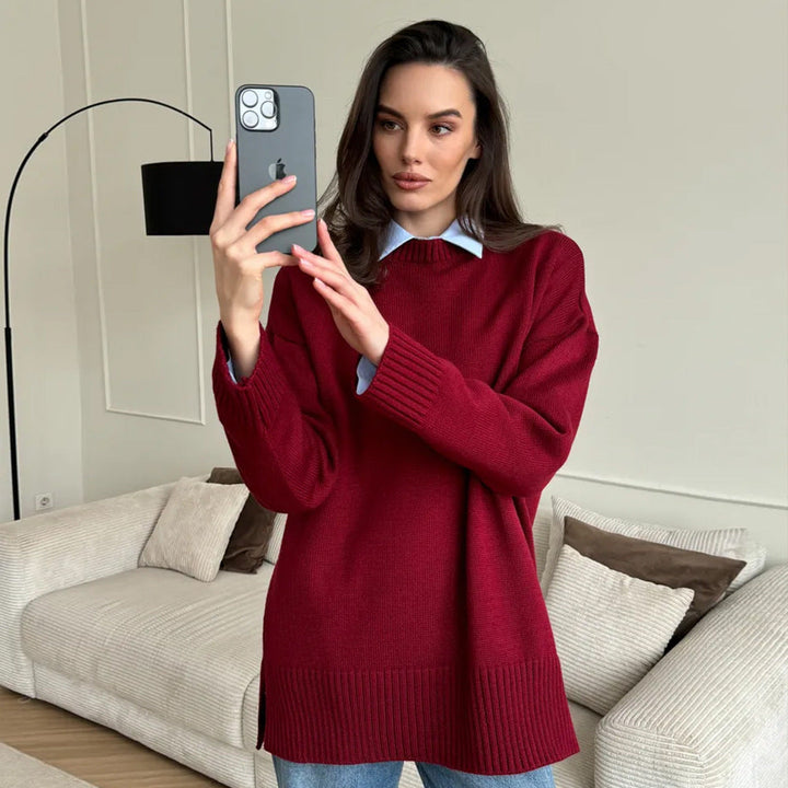 Damen Oversize Strickpullover | Lässiger Pullover mit überschnittenen Schultern, Rippenbündchen und bequemer Passform