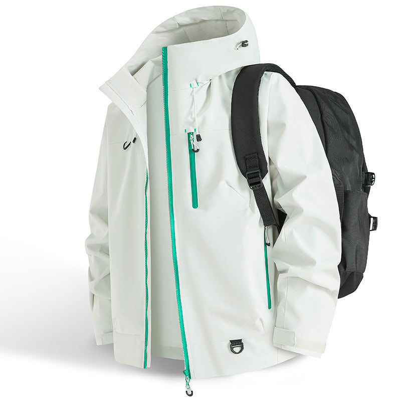 Wasserdichte Sportjacke | Outdoorjacke mit Kapuze, winddichter Passform, atmungsaktivem Gewebe und Reißverschlusstaschen