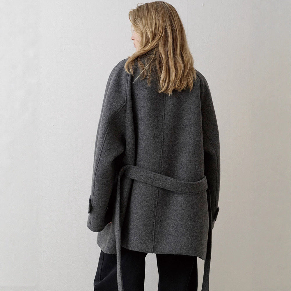 Damen gesteppter Wollmantel mit Kragen | Warmer Wollmix Mantel mit Knopfleiste, großzügiger Passform und Seitentaschen