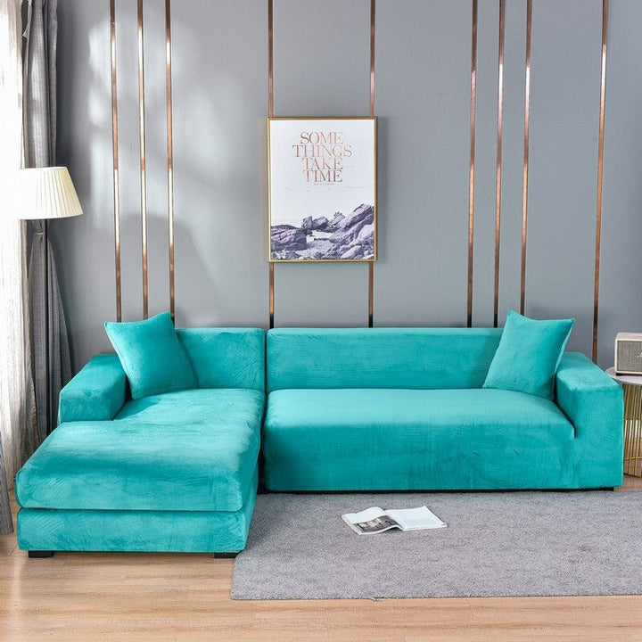 Elastischer Sofabezug aus Samt | Rundum-Schutz für Sofa &amp; Rahmen | Universal-Passform, weiches Samtgefühl, stilvolles Upgrade