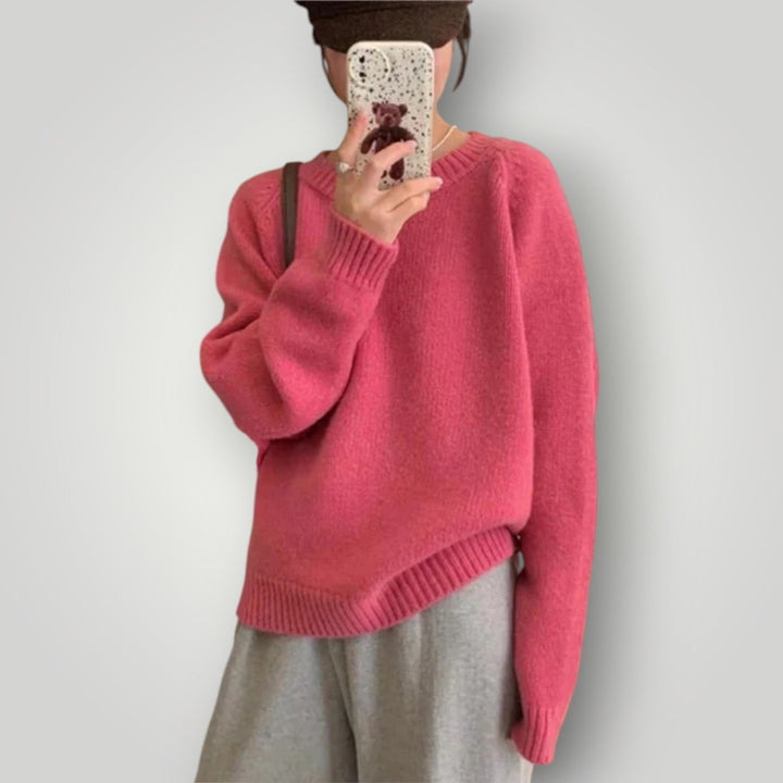 Damen Oversize Pullover mit langen Ärmeln | Weicher, warmer Langarmpullover mit lockerem Schnitt für Herbst und Winter