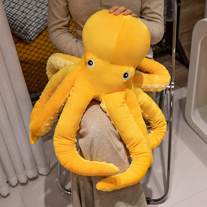 Oktopus Kuschelkissen aus Plüsch | Weiches Bodenkissen mit gewellten Tentakeln und leicht beschwertem Kern für Kinder und Erwachsene