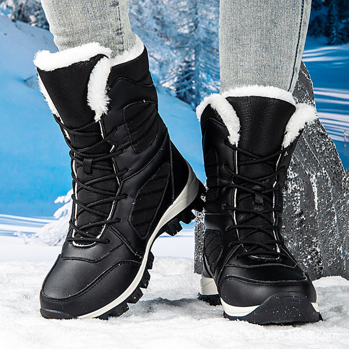 Damen Winterstiefel mit Warmfutter | Thermoisolierte Stiefel mit rutschfester Gummisohle und Schnürung für Alltag und Outdoor