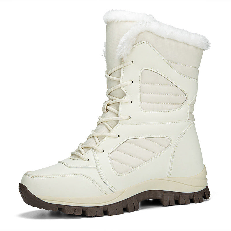 Damen Winterstiefel mit Warmfutter | Thermoisolierte Stiefel mit rutschfester Gummisohle und Schnürung für Alltag und Outdoor