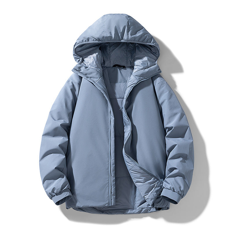 Herren Thermo Winterjacke mit Kapuze | Gefütterte winddichte Jacke mit wasserabweisender Shell und elastischen Bündchen