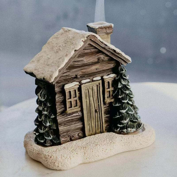 Winterhäuschen Weihnachtsdeko mit Tannenbäumen | Dekoratives Weihnachtshaus für Tisch, Wohnzimmer und festliche Winterdekoration