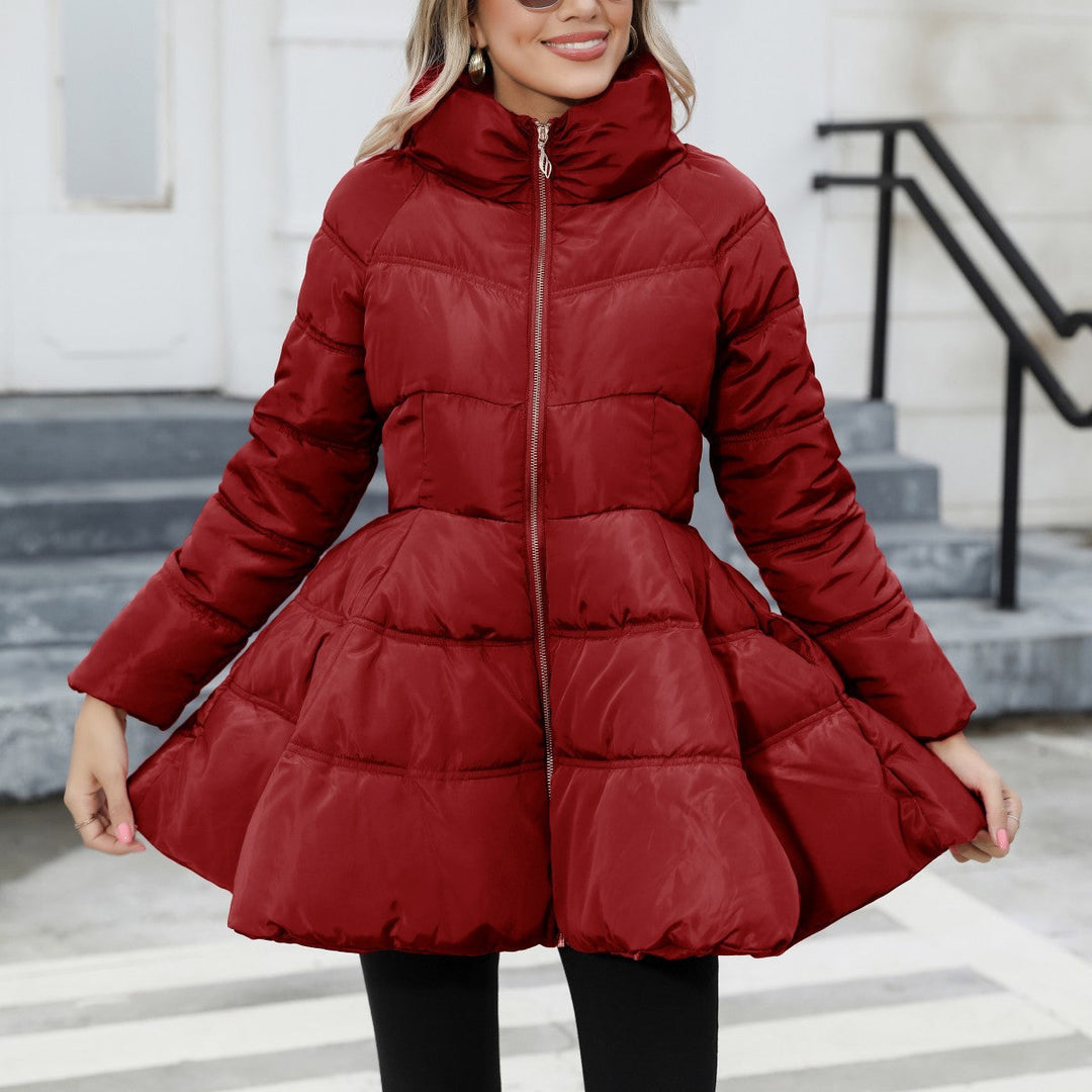 Damen Steppjacke mit hohem Kragen | Wasserabweisende Winterjacke mit verstellbarer Taille und Außentaschen für kalte Tage