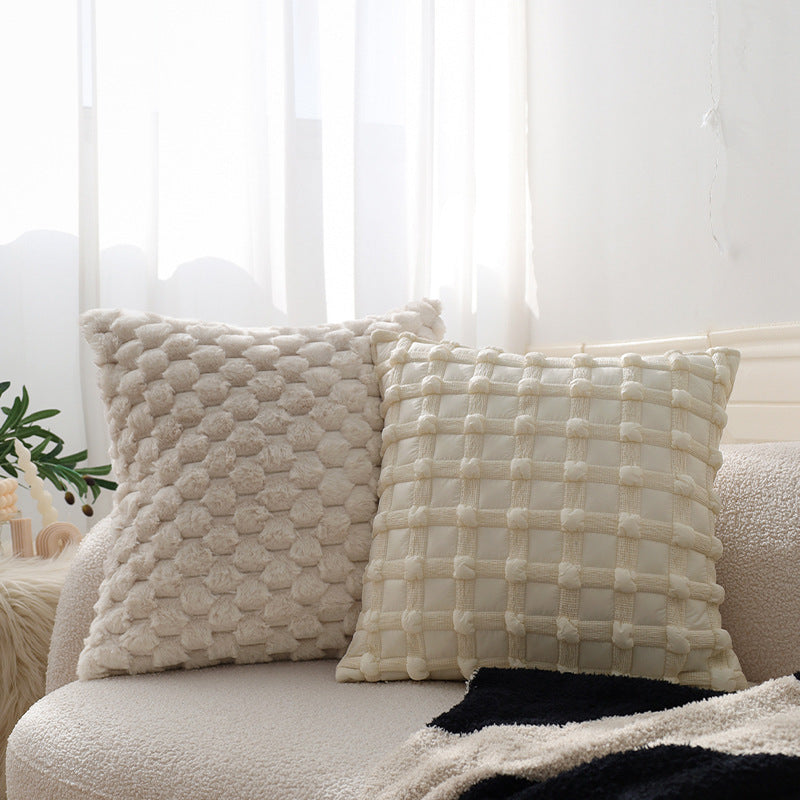 Teddyfell Kuschelkissen mit weicher Füllung | Flauschiges Wohnkissen mit strukturierter Oberfläche für Sofa, Sessel und Schlafzimmer