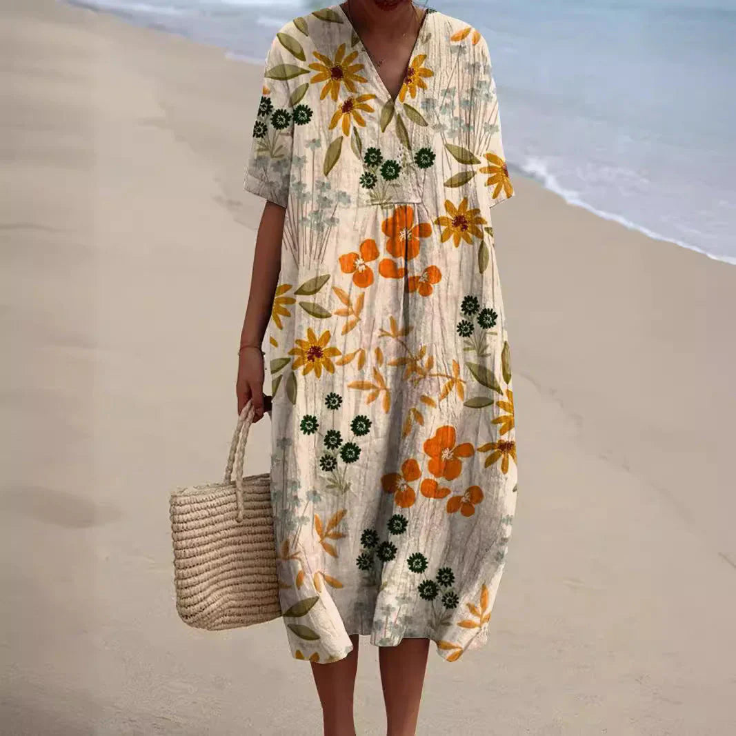 Damen Sommerkleid mit Blumenmuster | Luftig &amp; leicht, femininer Schnitt | Ideal für Strand, Park &amp; Alltag im Sommer