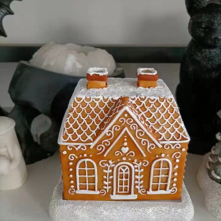 Winterhäuschen Weihnachtsdeko mit Tannenbäumen | Dekoratives Weihnachtshaus für Tisch, Wohnzimmer und festliche Winterdekoration
