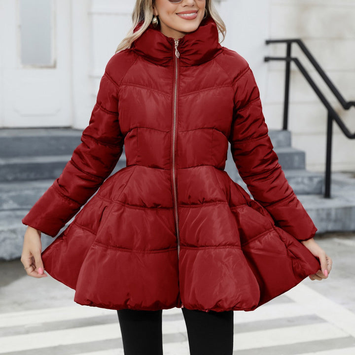 Damen Steppjacke mit hohem Kragen | Wasserabweisende Winterjacke mit verstellbarer Taille und Außentaschen für kalte Tage