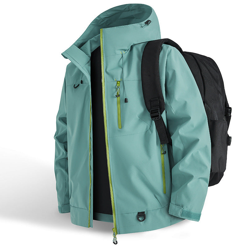 Wasserdichte Sportjacke | Outdoorjacke mit Kapuze, winddichter Passform, atmungsaktivem Gewebe und Reißverschlusstaschen