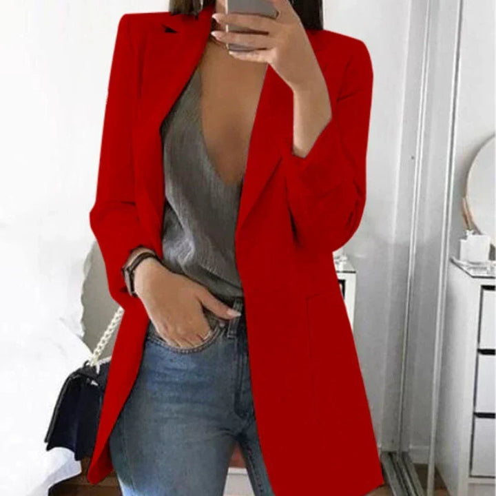 Damen Longblazer mit strukturierter Passform | Lange Blazerjacke mit klassischem Schnitt für Büro, Business und elegante Anlässe