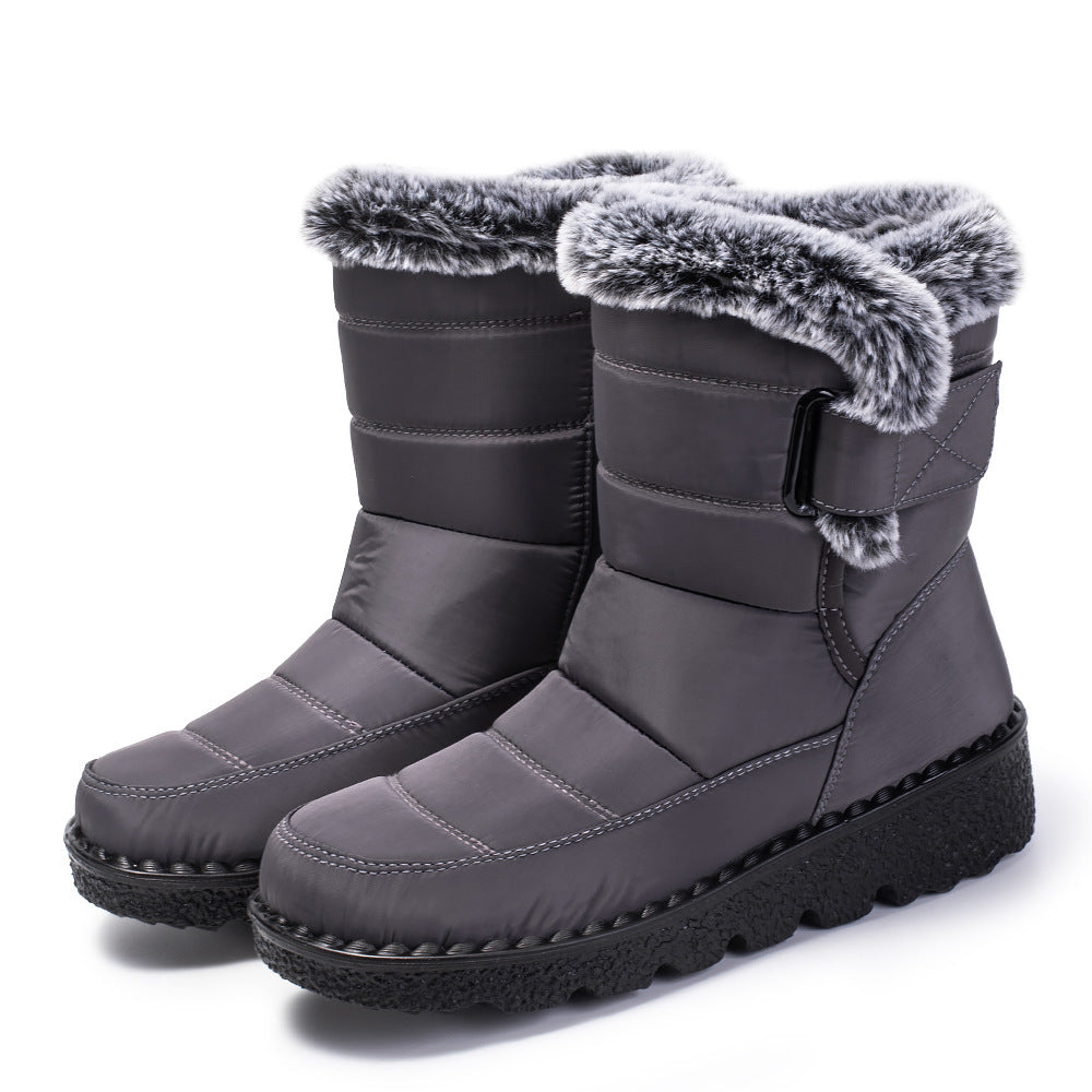Damen Schneestiefel mit Warmfutter | Wasserabweisende Winterstiefel mit rutschfester Sohle und Klettverschluss für Schnee