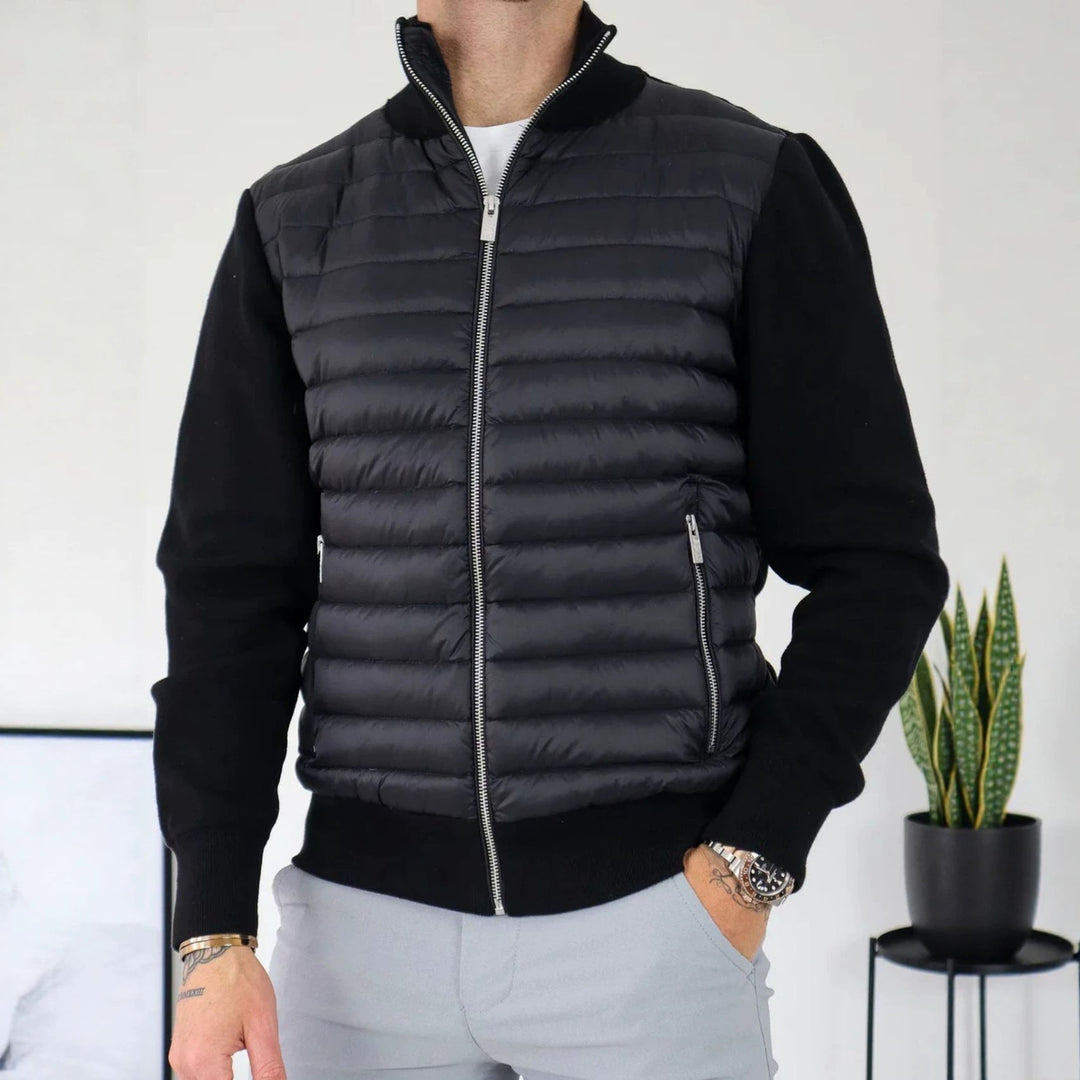 Herren Steppjacke mit hohem Kragen | Leicht wattierte Winterjacke mit Reißverschlusstaschen für Alltag und Freizeit
