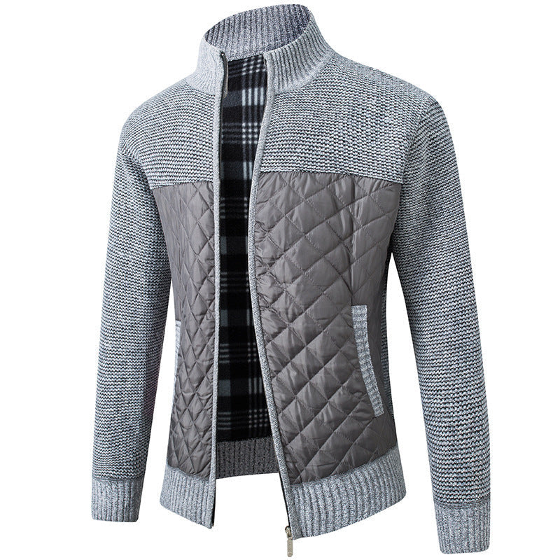 Herren Steppjacke mit Strickdetails | Gepolsterte Jacke mit hohem Kragen und Seitentaschen für Freizeit und kühle Tage