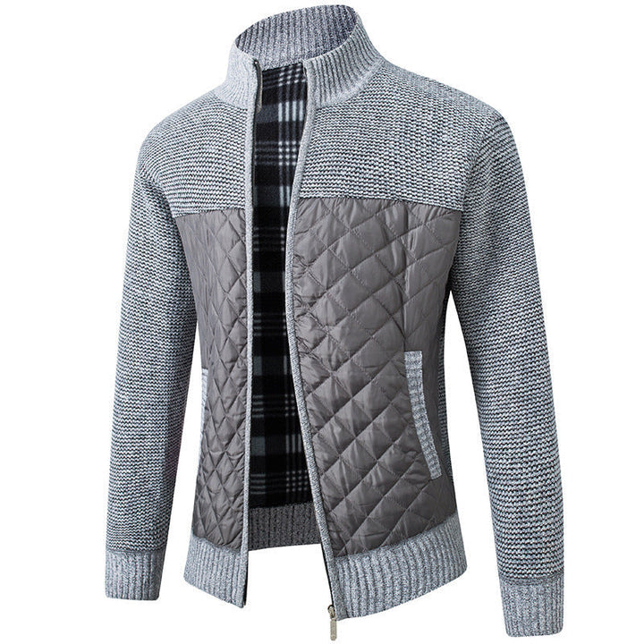 Herren Steppjacke mit Strickdetails | Gepolsterte Jacke mit hohem Kragen und Seitentaschen für Freizeit und kühle Tage