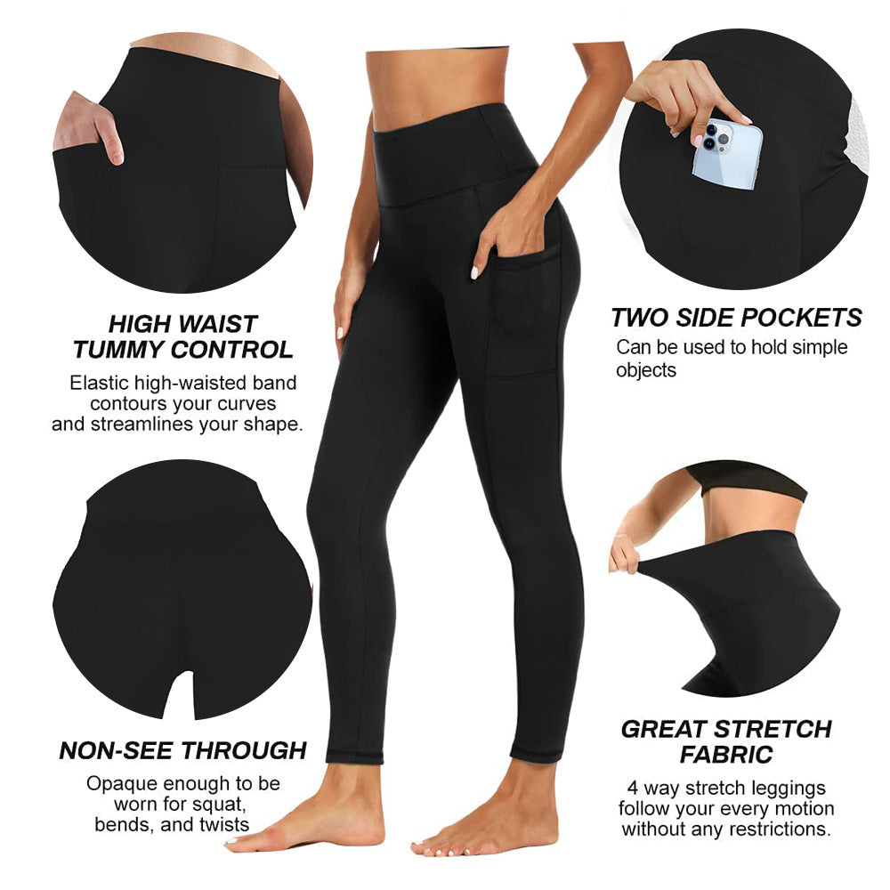 Damen Sport Leggings mit hoher Taille | Stretch-Leggings mit Seitentaschen und elastischem Bund für Fitness, Yoga und Laufen